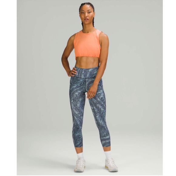 LULULEMON Fast and Free High Rise Crop 23" Dimensional Icing Blue Multi Size 4 - Picture 4 of 13